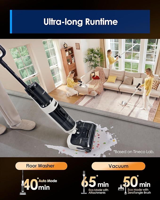Tineco Floor ONE Switch S6 Stretch Wet Dry Vacuum Cleaner, Multi-Function, 180° Lay-Flat, Anti-Tangle Design, Self-Cleaning, 65Min Runtime, Dual-Edge Cleaning, Whole-House Cleaning Floor Cleaner - NeatNest