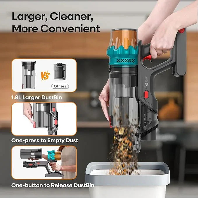 ElecKeys Cordless Vacuum Cleaner, 600W 50KPA 70Mins Self-Standing Vacuum Cleaners for Home, Stick Vacuum with Touch Screen, Upgraded Anti-Tangled Vacuum Cordless for Pet Hair, Floors, Carpets, Gold - NeatNest