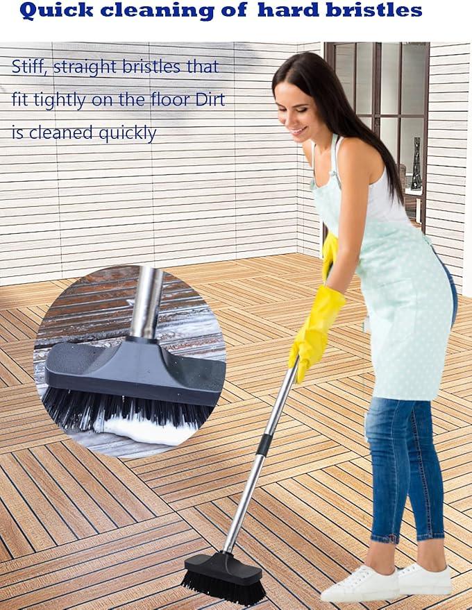 BSMstone Push Broom Brush Stiff Bristles Floor Cleaning Brush Multi-Purpose Scrubber Brushes for Bathroom Bathtub Tile Floor Deck Patio - NeatNest
