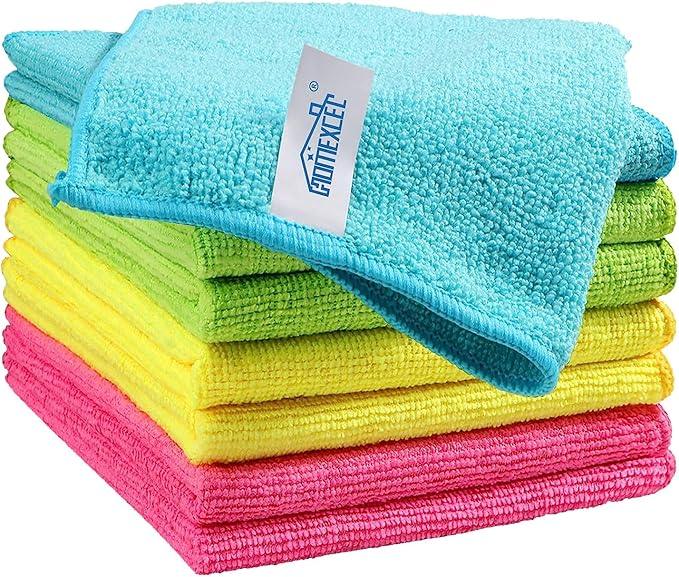 HOMEXCEL Microfiber Cleaning Cloth, 8 Pack Cleaning Rags, Cleaning Towels with 4 Color Assorted, 11.5"X11.5"(Green/Blue/Yellow/Pink) - NeatNest