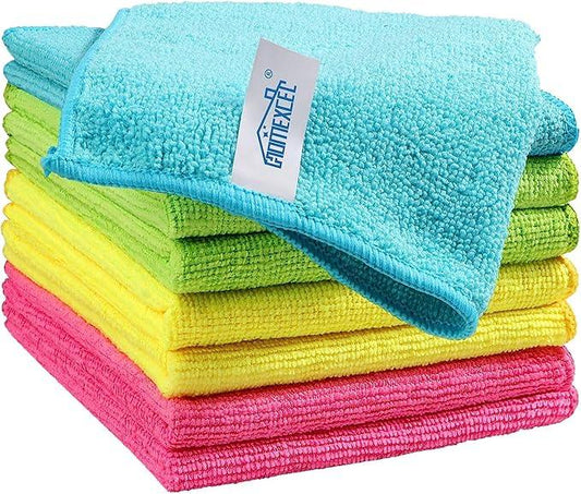 HOMEXCEL Microfiber Cleaning Cloth, 8 Pack Cleaning Rags, Cleaning Towels with 4 Color Assorted, 11.5"X11.5"(Green/Blue/Yellow/Pink) - NeatNest