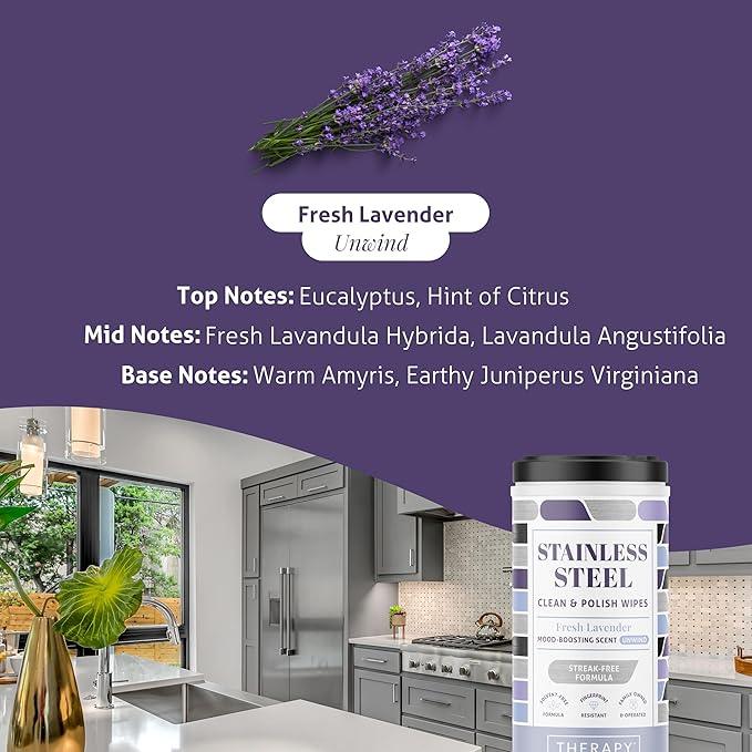 Therapy Stainless Steel Wipes, 30 Count (2 Pack) - Appliance Cleaner for Fridge, Dishwasher, Oven, Stove, Sink, Microwave, and More - Removes Smudges, Fingerprints, and Leaves a Streak-Free Shine - NeatNest