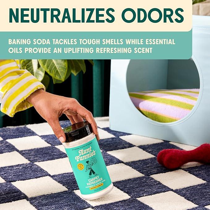Aunt Fannie's Carpet Refresher & Deodorizer Powder, Multi-Purpose Carpet, Rug, and Upholstery Odor Eliminator for Homes with Cats & Dogs, Bright Lemon Scent, 16 oz Refill, Pack of 3 - NeatNest