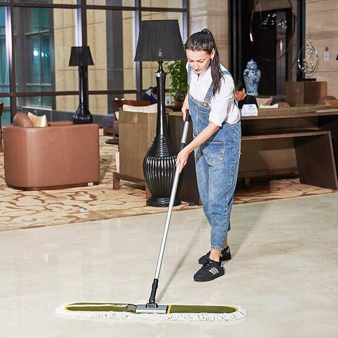 36" Commercial Dust Mops for Floor Cleaning Heavy Duty Floor Duster Mop with Long Handle Hotel Gym Household Cleaning Supplies for Hardwood, Tiles, Marble Floors,Green - NeatNest