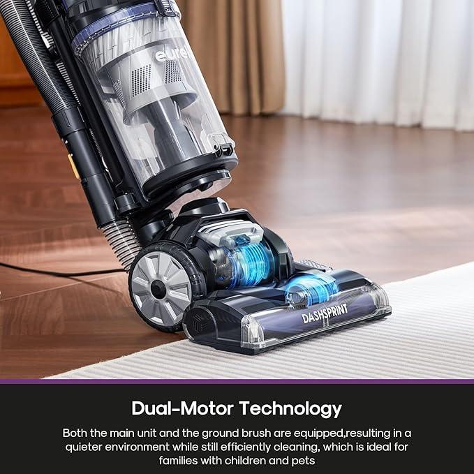 Eureka Upright Vacuum Cleaner for Carpet and Hard Floor,Powerful Vacuum with Dual Cyclone Suction,Swivel Steering,Anti-Tangle,Large Dust Cup,NEU612BL, Blue - NeatNest