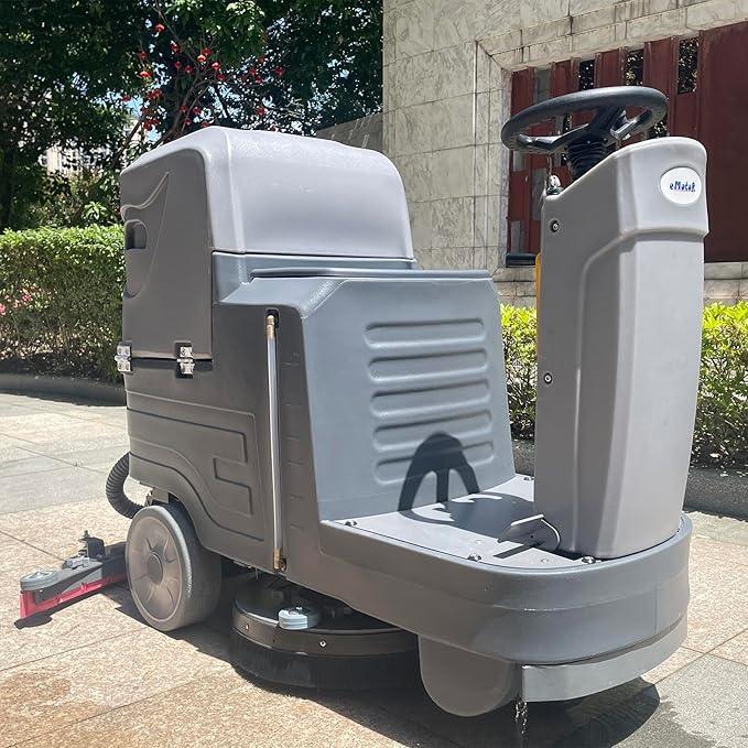 Commercial Ride-On Floor Scrubber Machine 21" Brush w/ 38 Inch Squeegee, 21.1 Gallon Tank Automatic Commercial Riding Floor Cleaning Scrubber - NeatNest