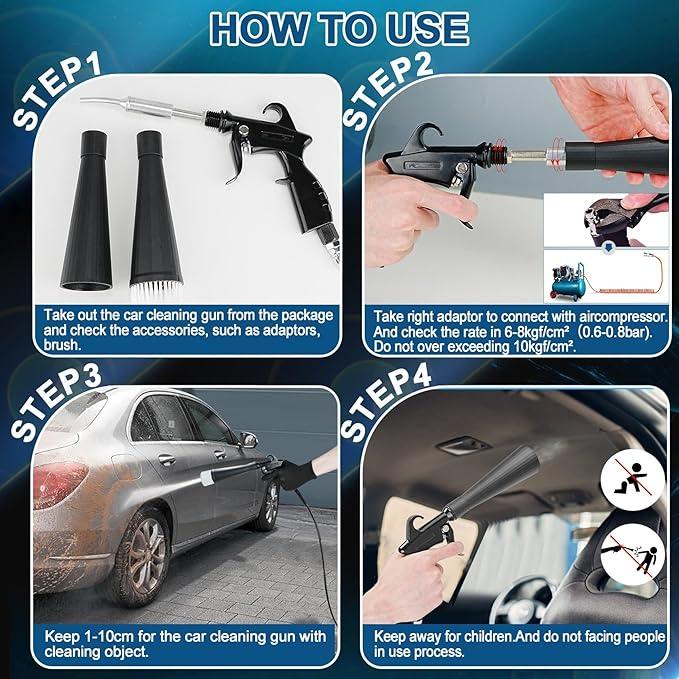 Detailing Car Cleaning Gun Interior Dryer Air Blow Gun, High Pressure Blower Gun, Car Detailing Tools for Quickly Blowing Out Dirt and DustWorking with Air - NeatNest