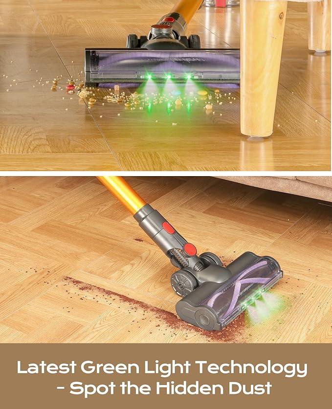 Cordless Vacuum Cleaner, 450W 40KPA Vacuum Cleaners for Home, 45Mins Lightweight Stick Vacuum with Advanced Green Light Tech, Rechargeable Battery Vacuum for Carpet,Pet Hair,Hardwood Floor - NeatNest