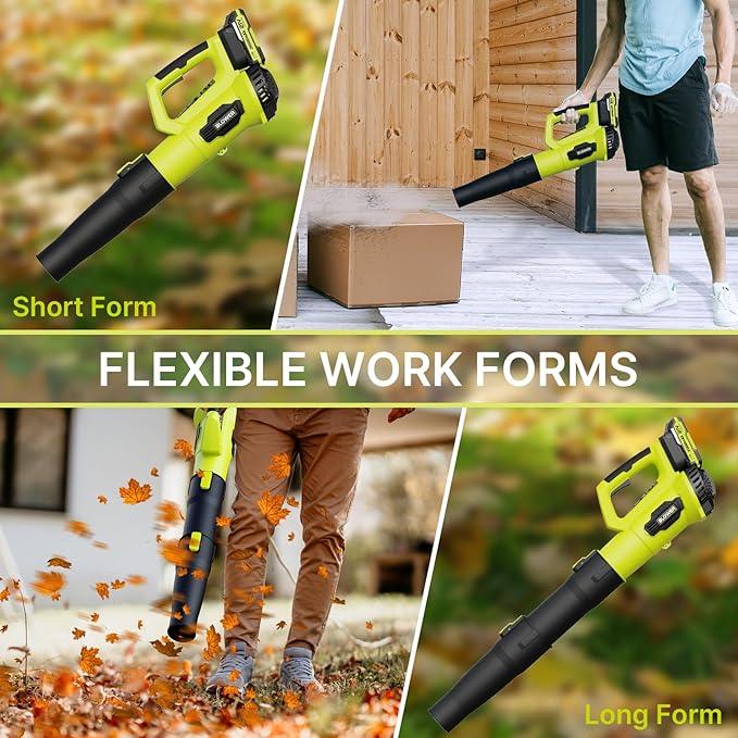 Leaf Blower, 21V Cordless Electric Blower with 2 2.0Ah Batteries and 1 Hour Fast Charger, Lightweight Leaf Blower for Patio Cleaning, Lawn Care, Blowing Fallen Leaves and Dust, etc. - NeatNest