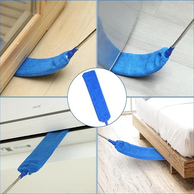 10 PCS Microfiber Cobweb Duster with Extension Pole (100 Inch Telescoping), Washable Dusters for Cleaning, Multifunctional Bendable Feather Duster for Ceiling Fan, Blind, High Ceiling - NeatNest