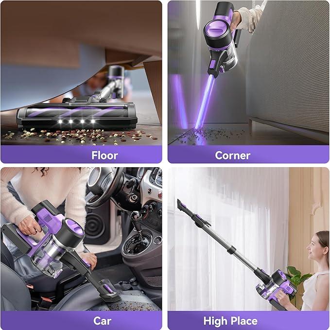 DEVOAC Cordless Vacuum Cleaner for Home, 45Kpa Lightweight Stick Vacuum with Powerful Suction, Rechargeable Battery Up to 50mins, Handheld Vacuum Cleaners for Hardwood Floor, Carpet, Pet Hair - NeatNest