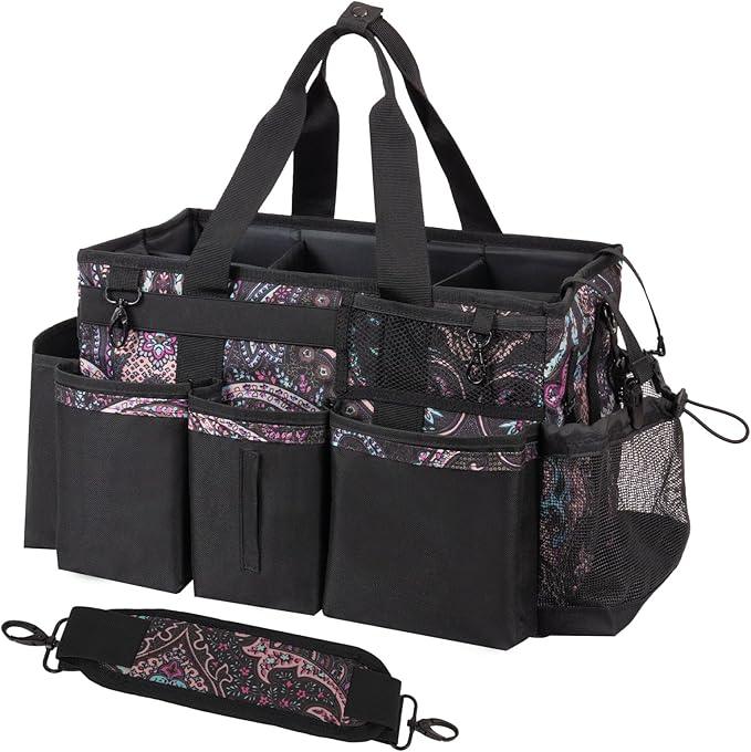 Wearable Cleaning Caddy, Cleaning Caddy Supplies Organizer with Handle & Shoulder Straps for Housekeepers, Under Sink & Car Cleaning Tool Organizers Bag with 4 Foldable Divider (Totem) - NeatNest