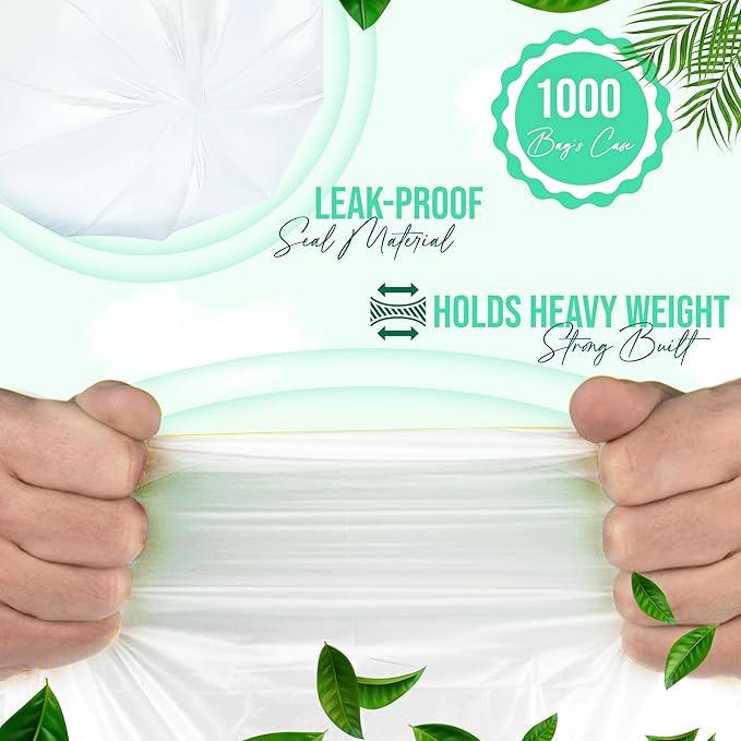 Premium 10-15 Gallon Trash Can Liners 1000 Count (24" x 33", 6 Mic) – Strong Multipurpose Clear Trash Bags on Easy-Tear Rolls for Home, Office, Commercial & Industrial Use – 20 Rolls, 50 Count - NeatNest
