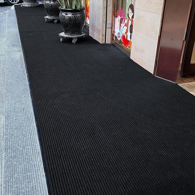 TANYOYO 4' X 6' Commercial Grade Door Floor Mat Brush Step Entrance Mat Vinyl Backed Utility Doormat Heavy Duty Floor Rugs Commercial Outdoor Carpet Indoor Entrance Mat,Black - NeatNest