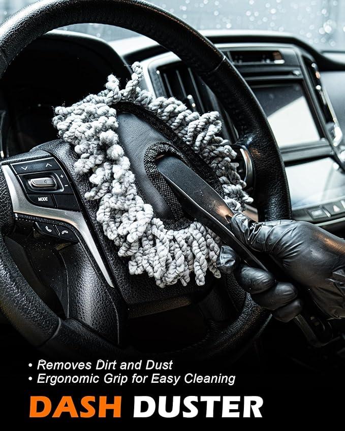 Viewmax Windshield Cleaner Tool, 18Pcs Car Interior Detailing Brush Set, Inside Windshield Cleaning Kit with 2 Microfiber Pads, Duster Brush, Cleaning Gel, Car Detailing Supplies for Women & Men - NeatNest