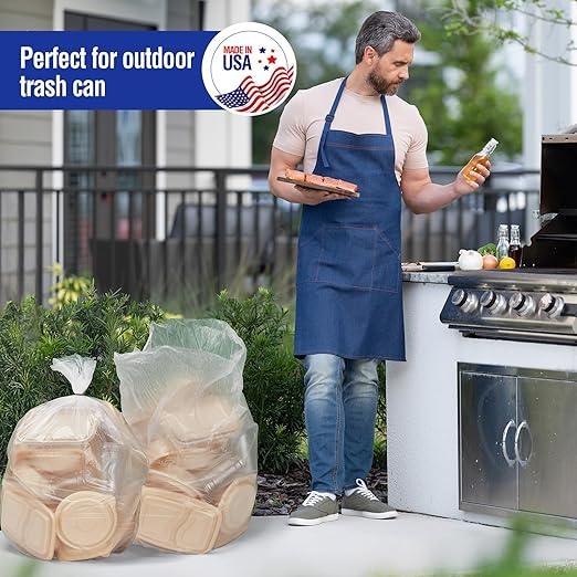 Delxo 30-33 Gallon Clear Trash Bags, 250 Count – Medium Duty Garbage Bags, Thick, Durable & Puncture-Resistant Plastic, Perforated Design– Made in USA for Kitchen, Yard, Office & Party - NeatNest