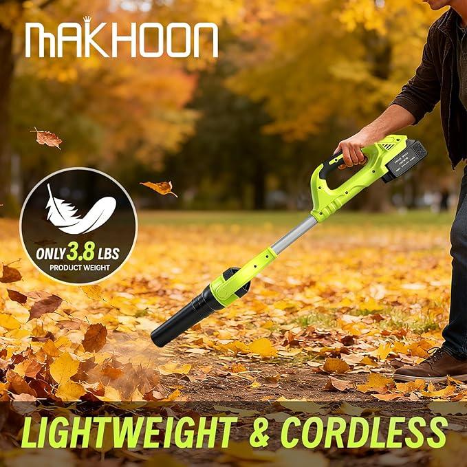 Cordless Leaf Blower, 21V Leaf Blowers, 580CFM/180 MPH Brushless Motor and 3-Speed Electric Blower, with 2 Lightweight Batteries 3.0Ah & Charger Gutter Cleaning for Garden Yard Patio - NeatNest