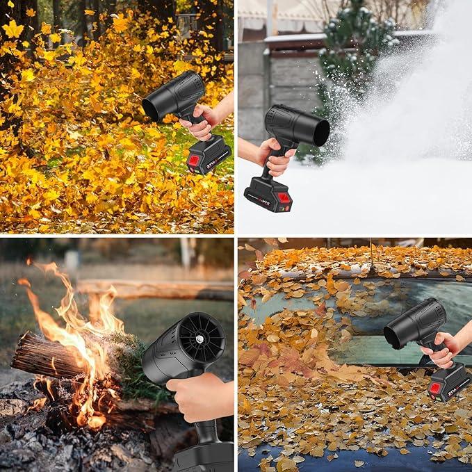 Leaf Blower Cordless with Battery, Turbo Jet Leaf Blower, 21V*2 Pcs Batteries Electric Blower for Patio Cleaning, Lawn Care, Blowing Leaves and Dust (Black-Adjustable Speed) - NeatNest