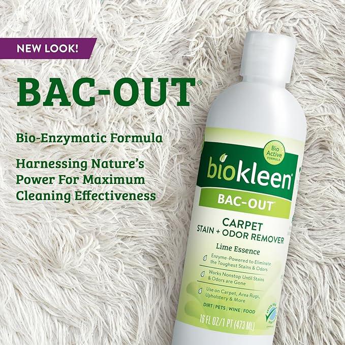 Biokleen Bac-Out Enzymatic Stain & Odor Remover for Carpet - Removes Stains and odors caused by dirt, pet accidents, wine, food, smoke - 2 Pack 32 oz w/Micro Cleaning Towel - NeatNest