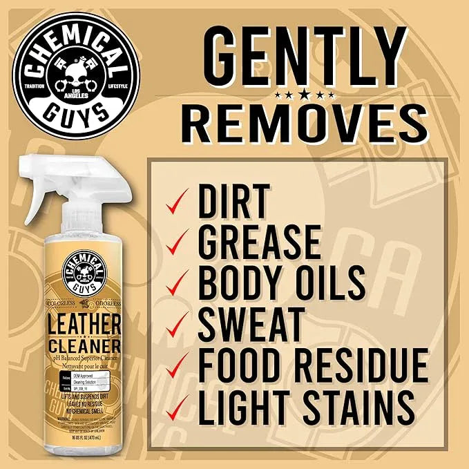 Chemical Guys SPI_208 Colorless and Odorless Leather Cleaner for Car Interiors, Furniture, Apparel, Boots, and More (Works on Natural, Synthetic, Pleather, Faux Leather and More), 128 fl oz (1 Gal) - NeatNest