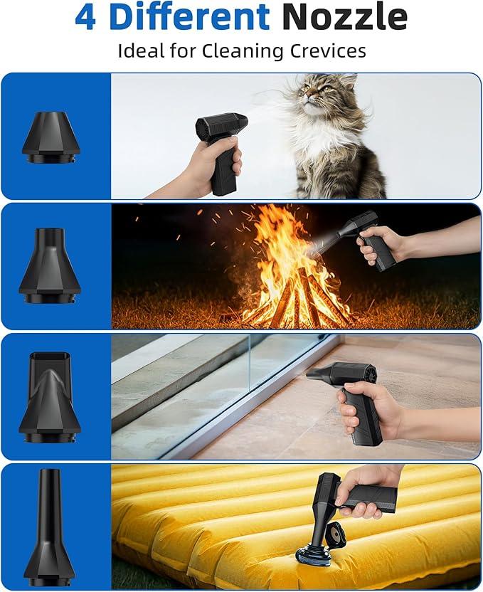 Compressed Air Duster - Electric Air Duster Super Power 110000RPM，3-Gear Adjustable Mini Duster Blower with Fast Charging, Cordless Air Blower for Computer, Keyboard, Car Cleaning, Houes, Outdoor - NeatNest
