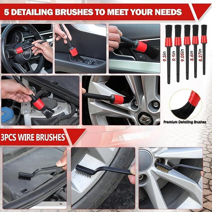 GASLIKE 63PCS Car Wash Cleaning Kit,Car Wash Brush with Long Handle,Car Detailing Kit with Foam Gun,Car Cleaning Supplies,Handheld Vacuum, Car Detailing Kit (63PCS) - NeatNest
