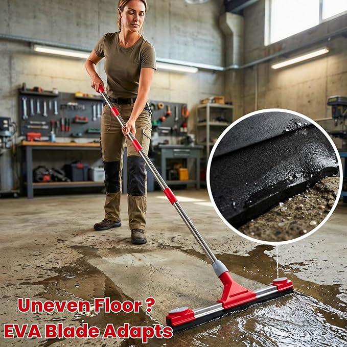 Heavy Duty Floor Squeegee for Concrete Floor – 17.3” EVA Foam Blade with Cloth Clip Design, 62” Extendable Handle, Multi-Surface Floor Squeegee Broom for Windows, Bathroom, Garage, Tile, Patio &Shower - NeatNest