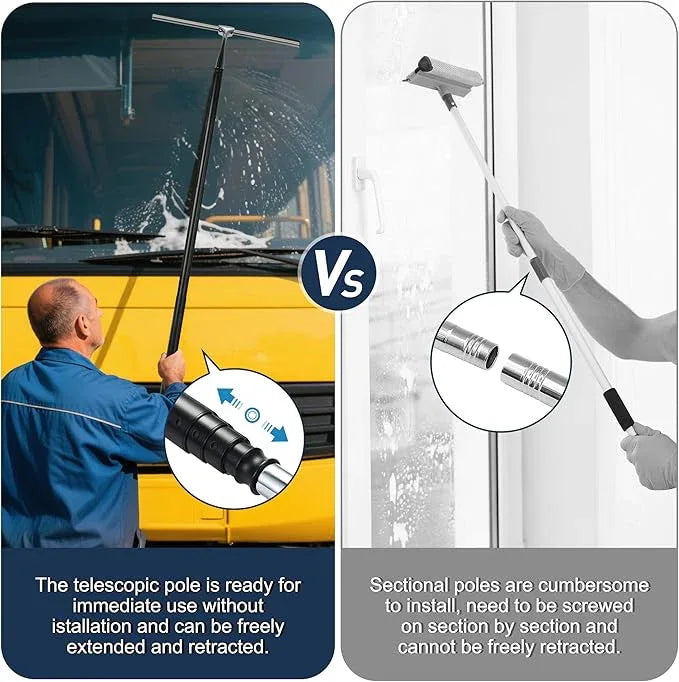 12-51’’ Telescopic Window Squeegee for Home, 2 in 1 Window Cleaning Squeegee Kit, Shower Squeegee for Glass Doors, Outdoor extendable Window Cleaner Tool for Floor Tile Wall Car Windshield - NeatNest