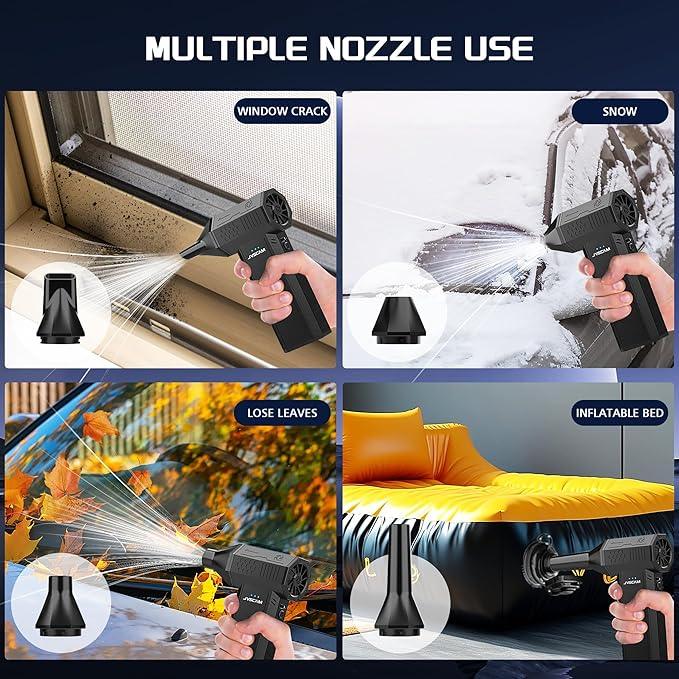 X3 Compressed Air Duster - Electric Air Duster with Brushless Motor,3 Gear Adjustable - mini Snow Blower- Rechargeable Air Duster for PC, Keyboard, Car,Outdoors,Home,Snow and Leaves Clearing - NeatNest