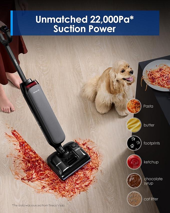 Tineco Wet Dry Vacuum Cleaner 22kPa Suction Floor Cleaner Mop, 50 Min Runtime, iLoop Smart Sensor, DualBlock Anti-Tangle Design, 185℉ Flashdry, Dual-Edge Cleaning, 180° Lay-Flat, Floor One S7 Artist - NeatNest
