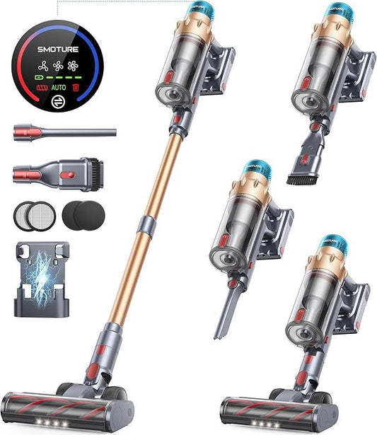Cordless Vacuum Cleaner, 600W 50KPA 65 Mins Runtime Self-Standing Vacuum Cleaners for Home, Stick Vacuum with Charging Dock Station Removable Battery, Handheld Vacuum for Pet Hair/Carpet/Floor - NeatNest