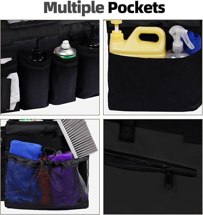 2 Large Cleaning Supplies Bags for Housekeepers for Kitchen, Black - NeatNest