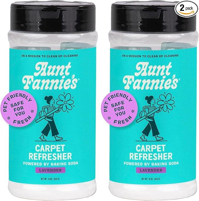 Aunt Fannie's Carpet Refresher & Deodorizer Powder, Multi-Purpose Rug, Carpet, and Upholstery Odor Eliminator for Homes with Cats and Dogs, Lavender Scent, 16 Oz (Pack of 2) - NeatNest