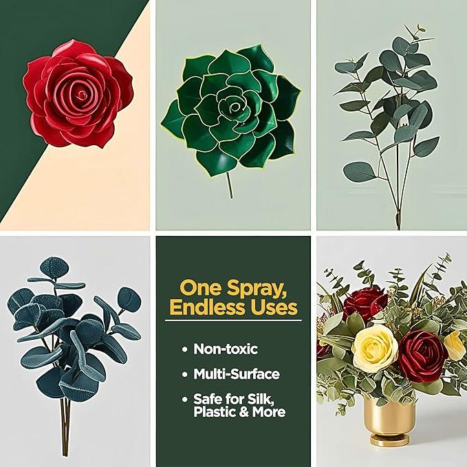 Sparkle Plenty Silk Sensation Artificial Flower & Plant Leaf Cleaner and Shine - Fake Flower Dusting Spray - Silk Plant Cleaner Spray No Wipe - Drip Dry Cleaning Supplies for Artificial Tree (32oz) - NeatNest