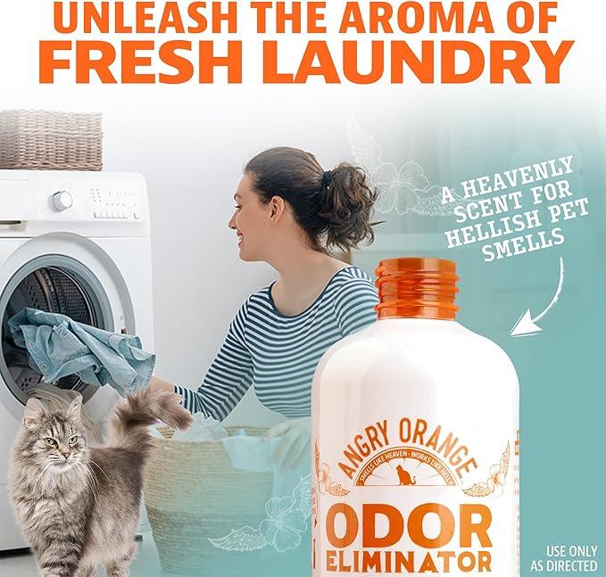 ANGRY ORANGE Pet Odor Eliminator for Cat Urine, Carpet Stains, and Strong Smells – Fresh Scent Odor Remover- 24 oz - NeatNest