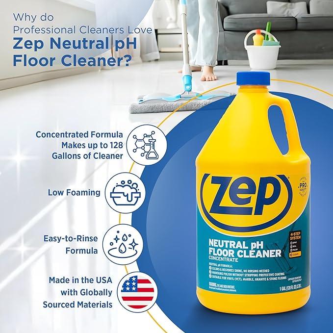 Zep Neutral PH Industrial Floor Cleaner - 1 Gallon - ZUNEUT128 - Concentrated Pro Trusted All-Purpose Floor Cleaner - NeatNest