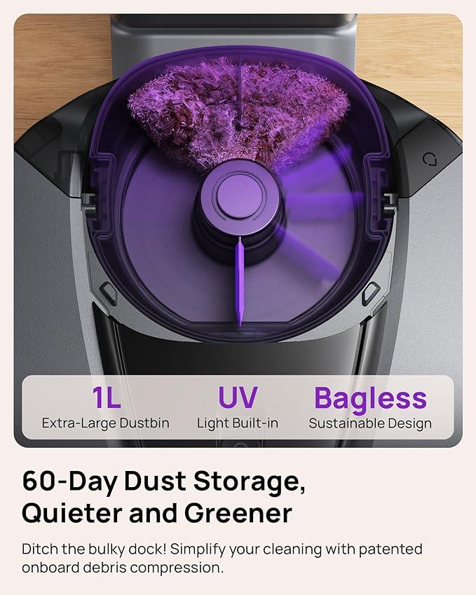 3i G10+ Robot Vacuum and Mop Combo, 18,000 Pa Suction, 60-Day Hands-Free Cleaning with Quiet Debris Compression, Smart LiDAR Navigation, Auto Extension Along Edges, Ideal for Hard Floors & Carpets - NeatNest
