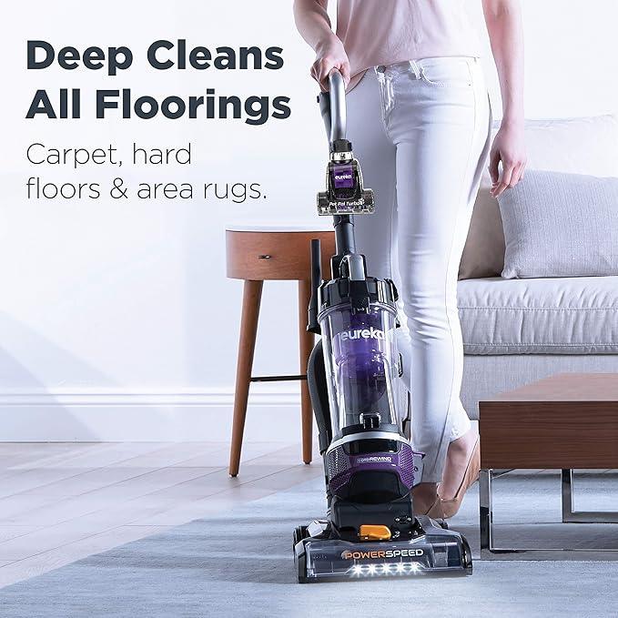 Eureka Powerful Lightweight Upright Vacuum Carpet and Floor, PowerSpeed NEU202 with Automatic Cord Rewind, Purple - NeatNest
