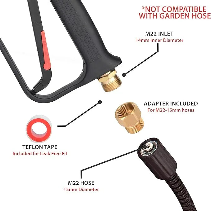 McKillans® Pressure Washer Gun Replacement M22 Inlet with Extension with 1/4” Quick Connector Coupler - NeatNest