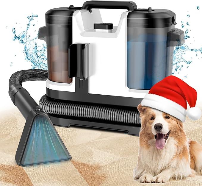 Portable Spot Cleaner Machine for Carpet and Upholstery - 18Kpa Carpet Cleaner with Dual BrushHeads, Easy Move, Cleaning Machine for Furniture, Couch, Stairs, Car and Pet Stain, White - NeatNest