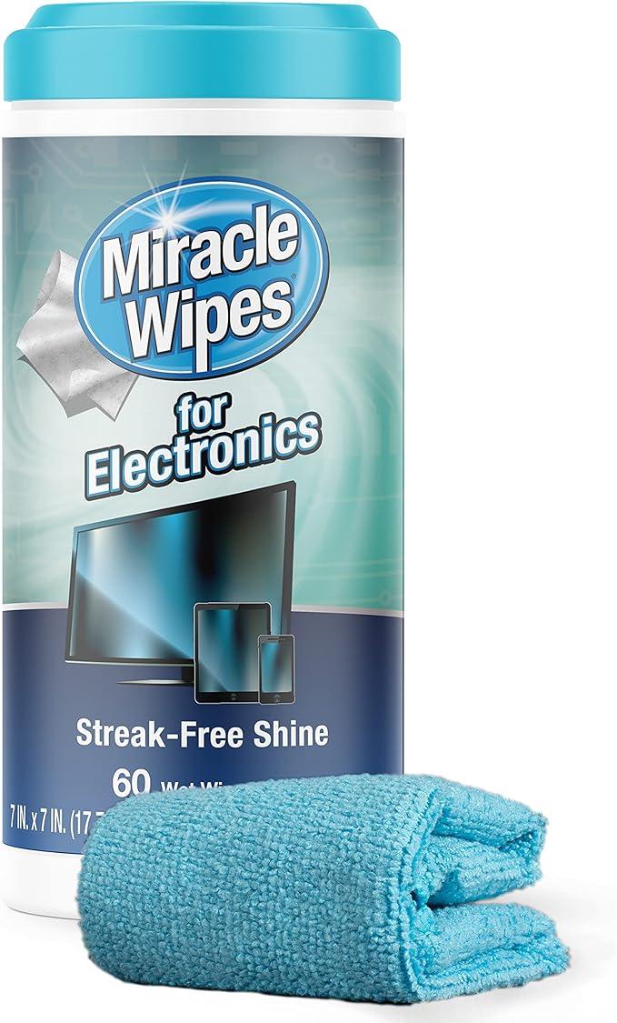 MiracleWipes for Electronics Cleaning - Screen Wipes Designed for TV, Phones, Monitors and More - Includes Microfiber Towel - (60 Count) - NeatNest