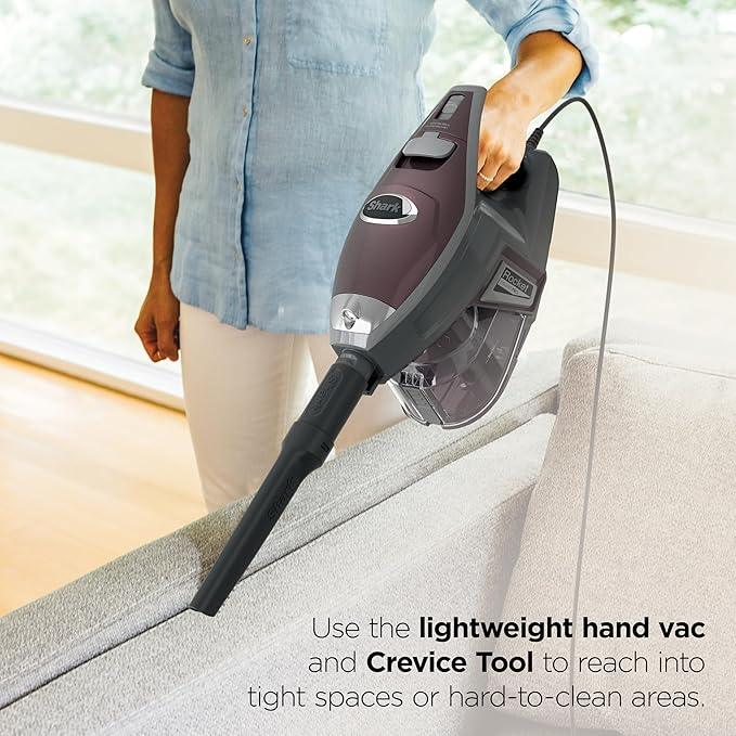 Shark HV322 Rocket Pet Plus Corded Stick Vacuum with LED Headlights, XL Dust Cup, Lightweight, Perfect for Pet Hair Pickup, Converts to a Hand Vacuum, with (2) Pet Attachments, Bordeaux/Silver - NeatNest