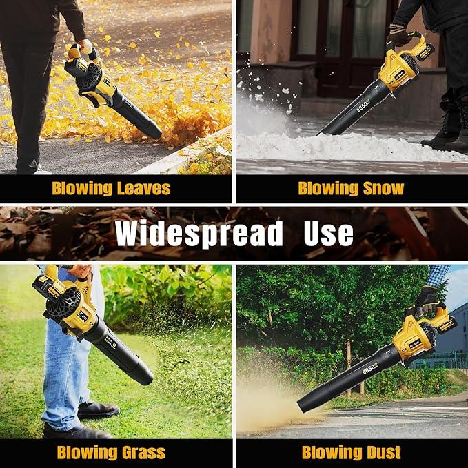 GEVEELIFE Leaf Blower Cordless, 650CFM & 3 Speed Levels, Electric Cordless Leaf Blower with 2 * 5.0Ah Battery Powered, Blowers for Lawn Care, Yard, Blowing Leaves, Dust, Snow - NeatNest