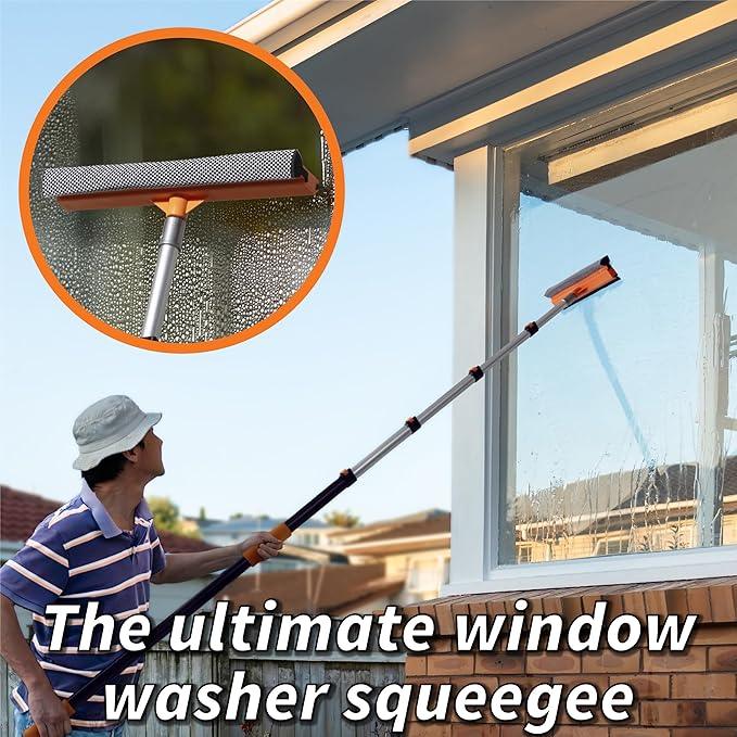5-24 ft Window Washer Squeegee Kit with Extension Pole (30+ Foot Reach) // Long Handle Squeegee for Window Cleaning & Car Cleaning Multi-Use//Telescopic Professional Window Cleaning Squeegee for Home - NeatNest