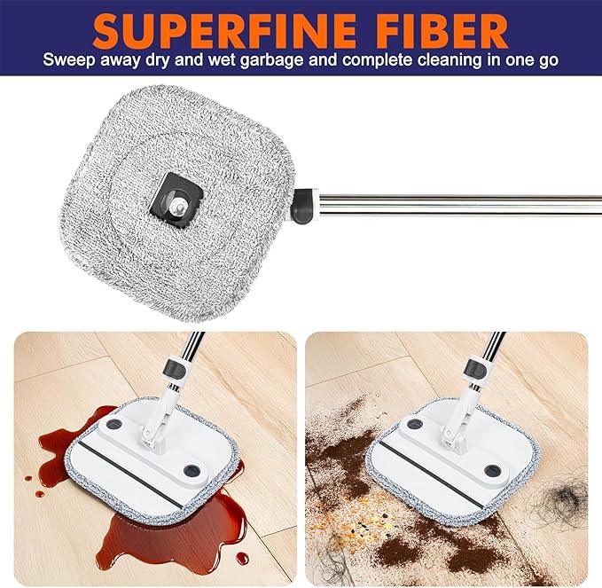Upgraded Self-Standing Spin Mop and Bucket System, Detachable Inner Mop Bucket Separates Dirty Water & 90° Foldable Head, Triple-Scrub System, 0.9Gal Dual Drainage, for Hardwood Floors (White 2 Pads) - NeatNest