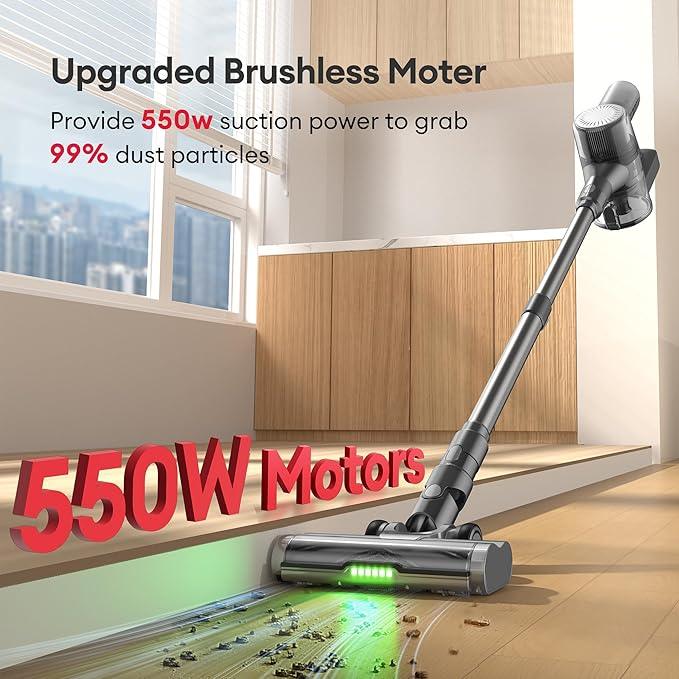 Ultenic Cordless Vacuum Cleaner, 550W 50Kpa Stick Vacuum with Car Dashboard Screen, Tangle-Free Brush for Pet Hair, Max 45mins Runtime, LED Display Tools for Hard Floor, Carpet, Car Cleaning, U12 - NeatNest