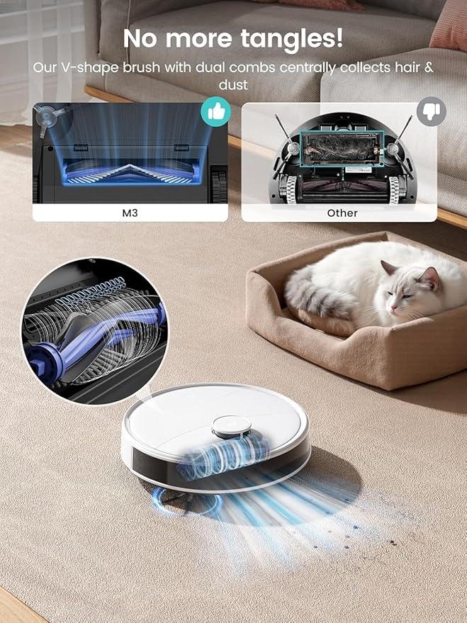Lefant LiDAR Robot Vacuum and Mop, 15000Pa Suction, 90-Day Self-Emptying, Obstacle Avoidance, Auto Mop Washing&Drying, All-in-One for Pet Hair Carpet, 5G WiFi Alexa/APP/iWatch Control, M3 - NeatNest