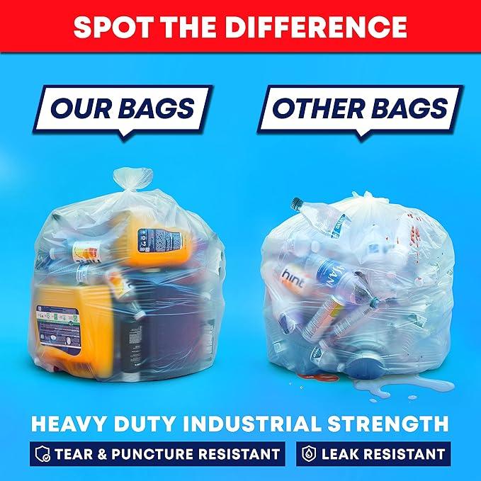 Veska 30-33 Gallon Clear Trash Bags Heavy Duty (Value Pack 250 Bags) Large Clear Plastic Recycling Garbage Bags. Large Trash Bags 30+, 32 Gallon - NeatNest
