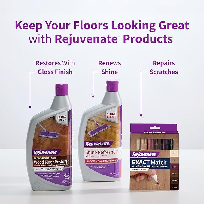 Rejuvenate Professional Wood Floor Restorer Fills Scratches, Shines And Protects Wood Flooring For A High Gloss Shine, 32 Ounces, 6 Pack - NeatNest