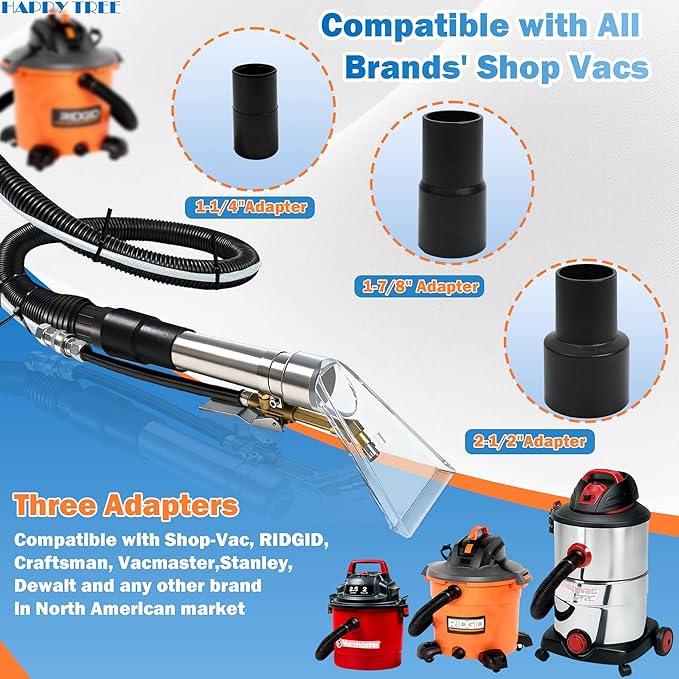 Happy Tree Universal Fit All Brands' Shop Vac Extractor Hose Kit Adapter Wet-dry Extraction Accessory for Upholstery & Carpet Cleaning Auto Detailing Wet Vaccum Accessories with 25 Feet Water Hose - NeatNest